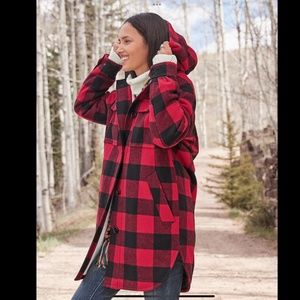 Sanctuary Buffalo Plaid Hooded Shirt Jacket  NWT